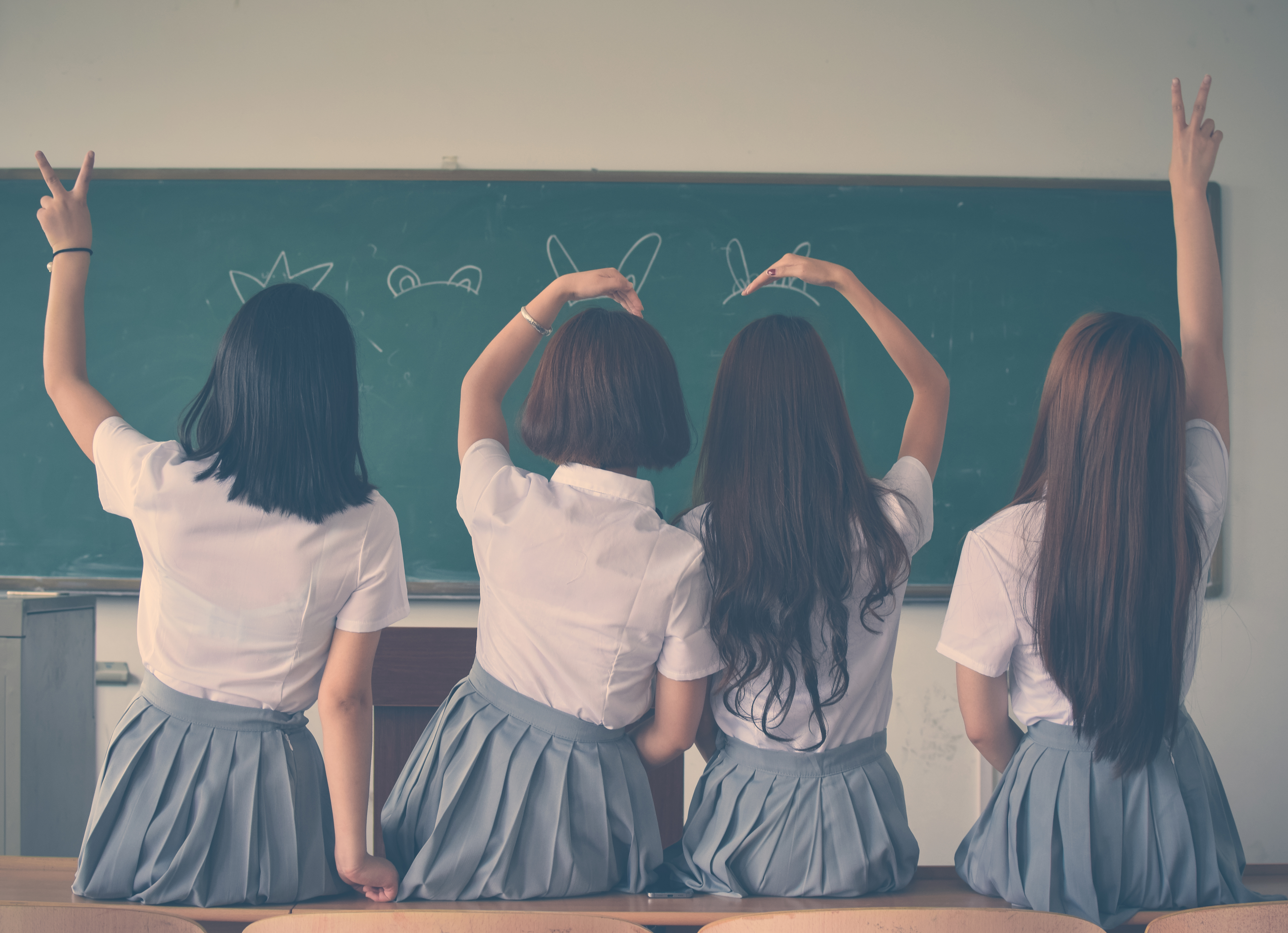 school girls in uniform