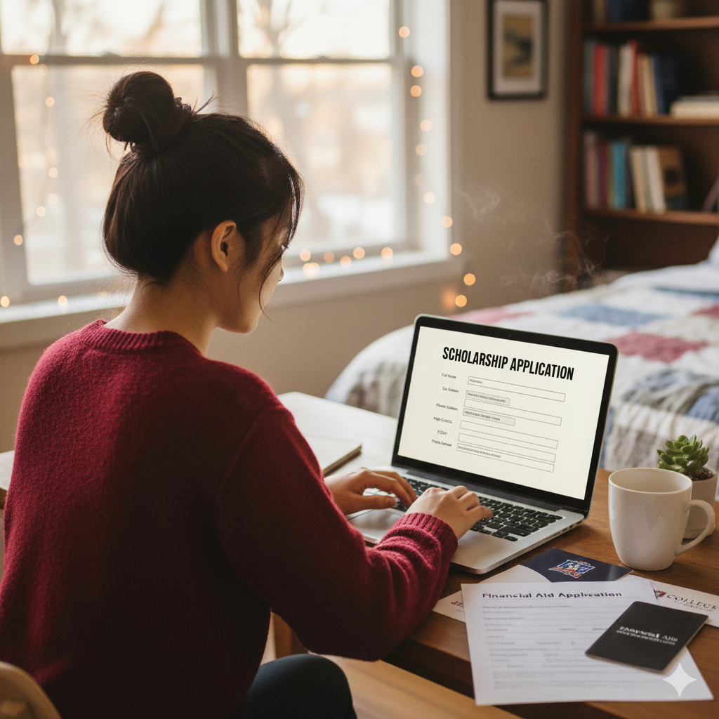 Student applying for scholarships