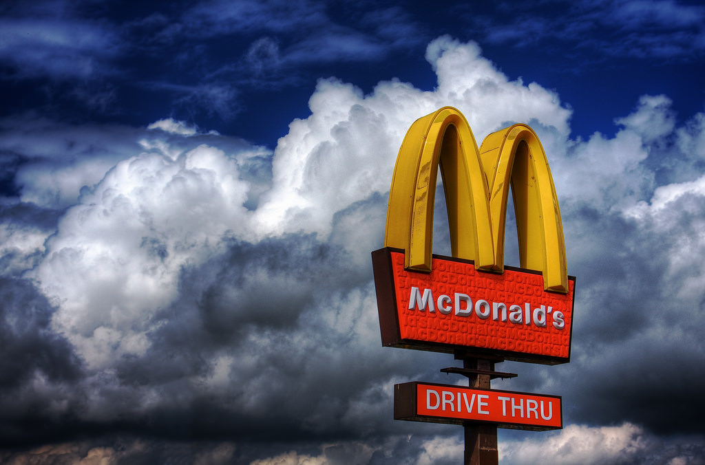 McDonald's golden arches sign against sky and clouds concept for McDonald's Scholarship