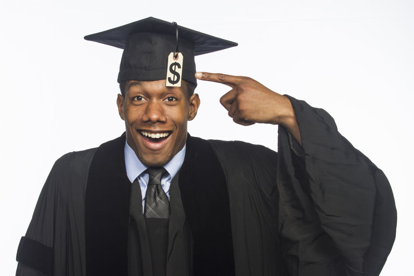 african american graduate smiling with tuition debt concept for Park Scholarship