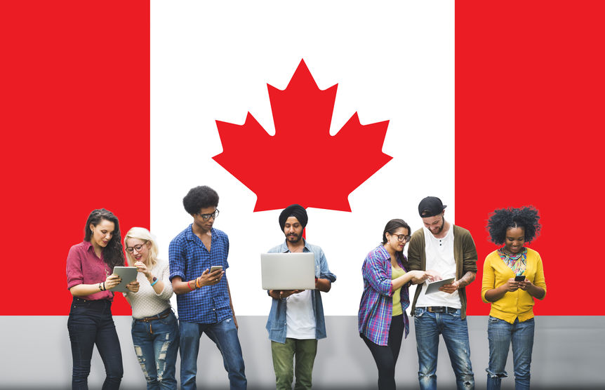 Canada National Flag Studying Diversity Students Concept for Canadian Scholarships