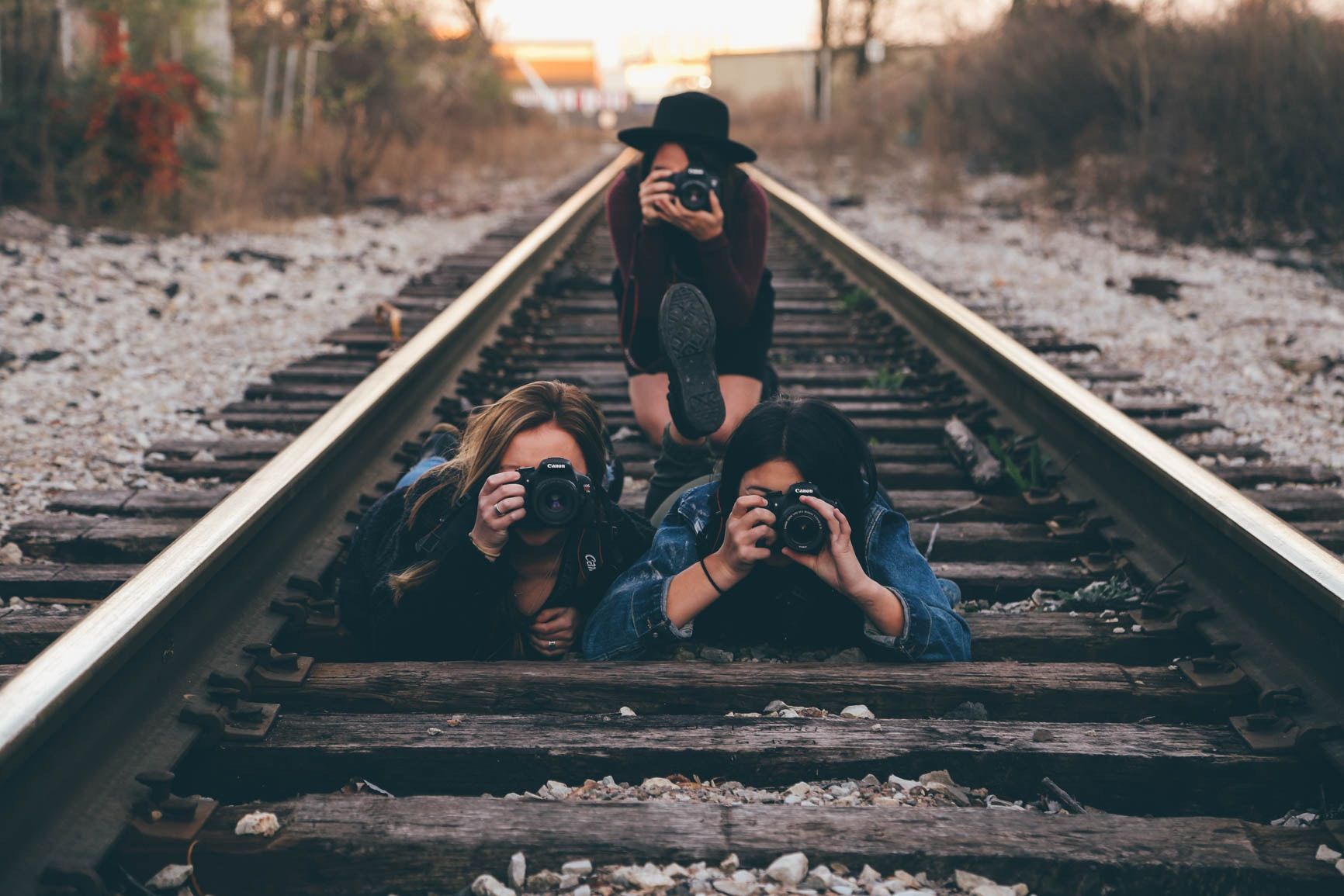 Three female students into photography 