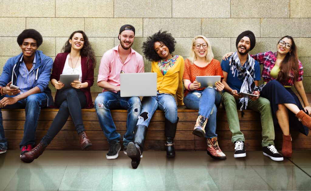 Students with laptops