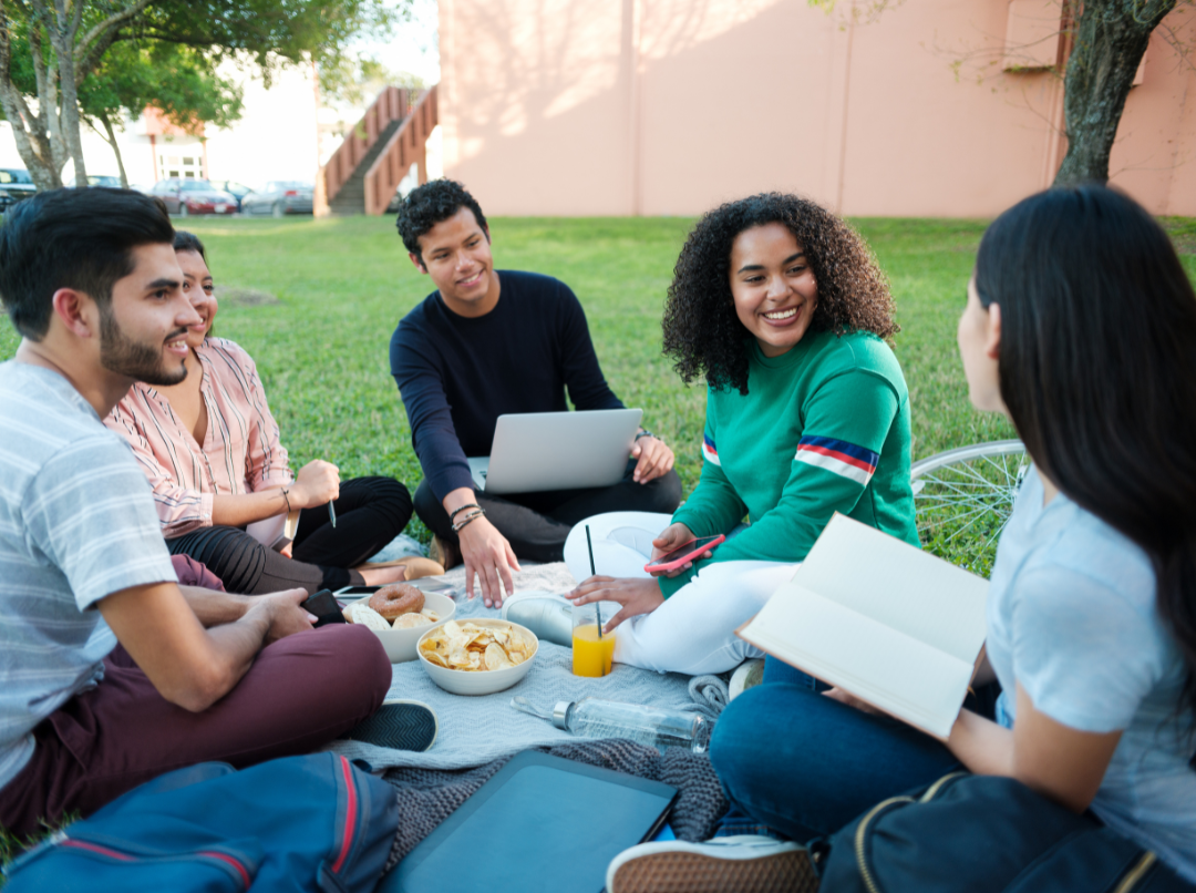 students having lunch together