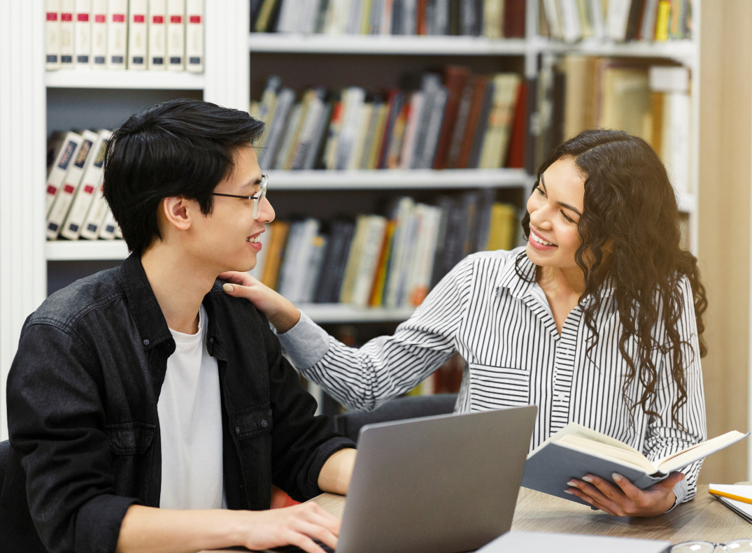 professor talking with student