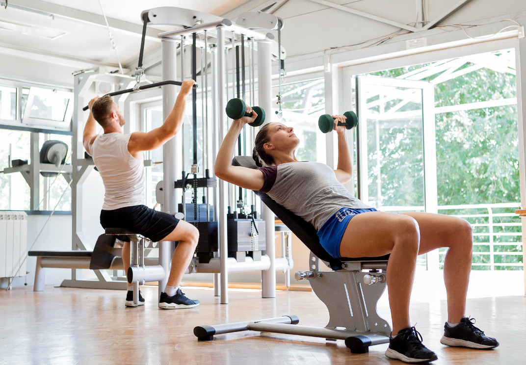 college students in the gym