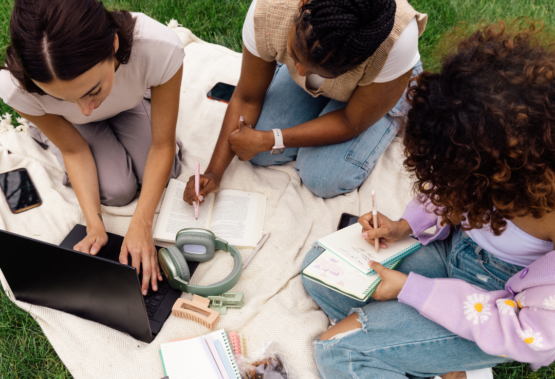 study group working on a college application