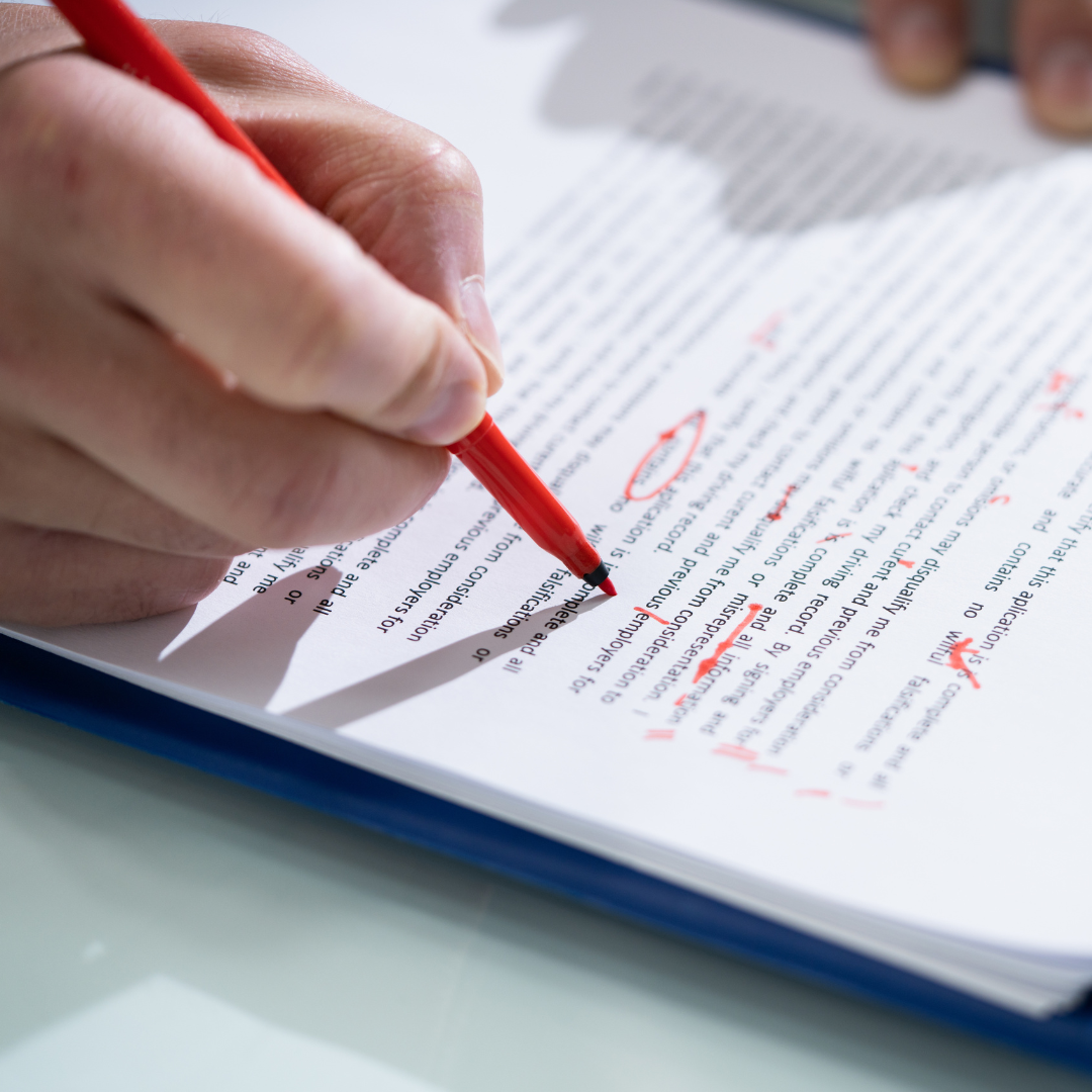 hand editing college application essay