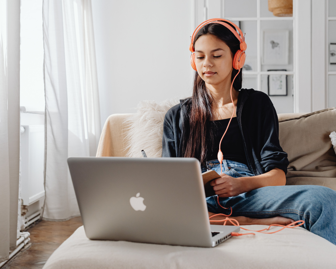 teen on laptop