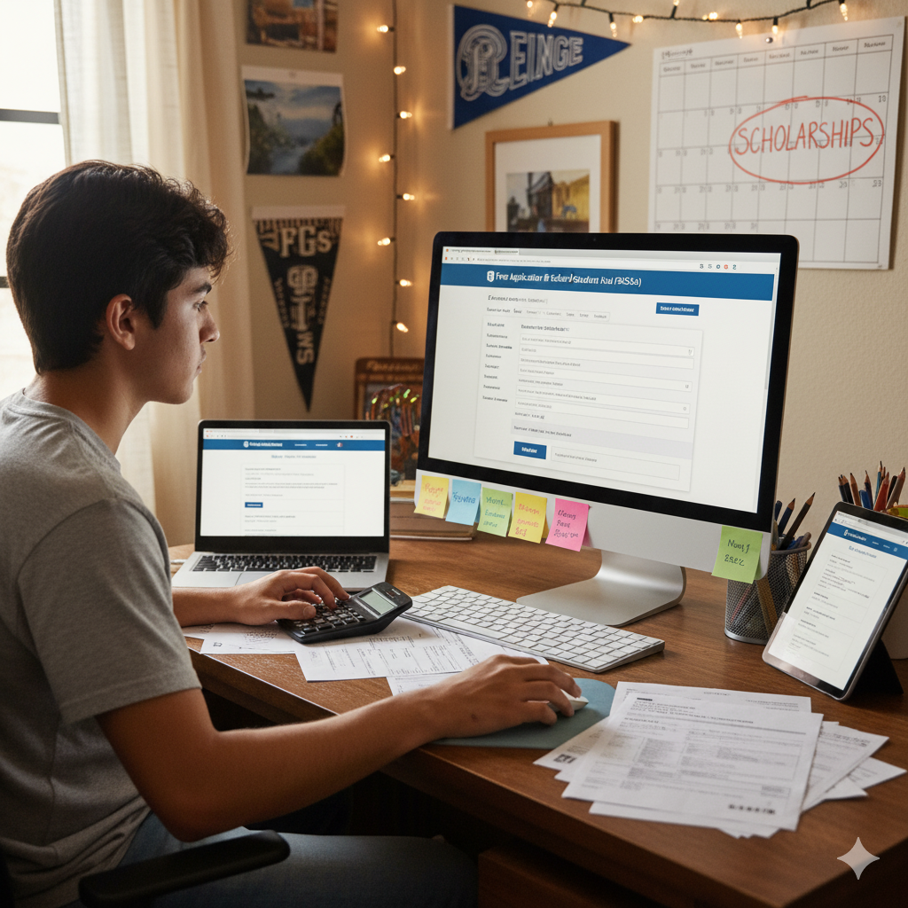 student completing the FAFSA