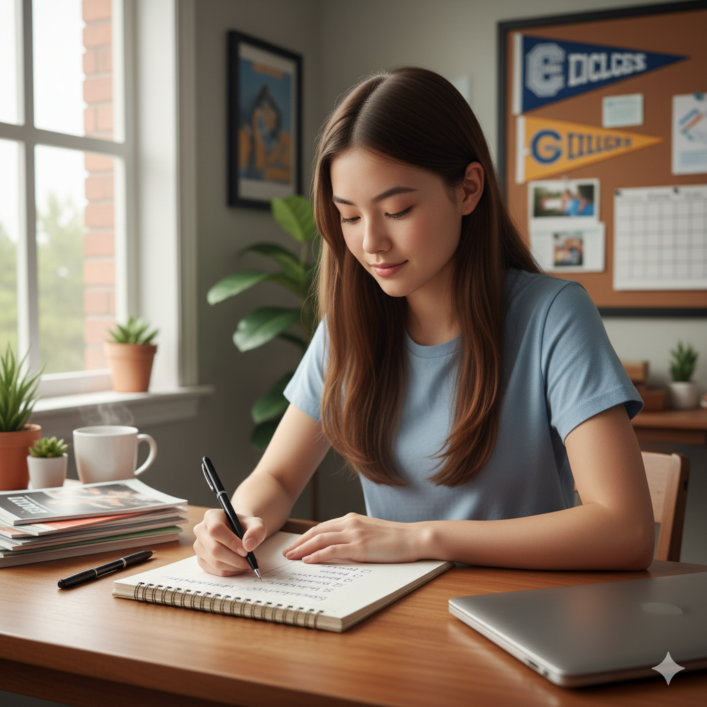 student making a post-application checklist