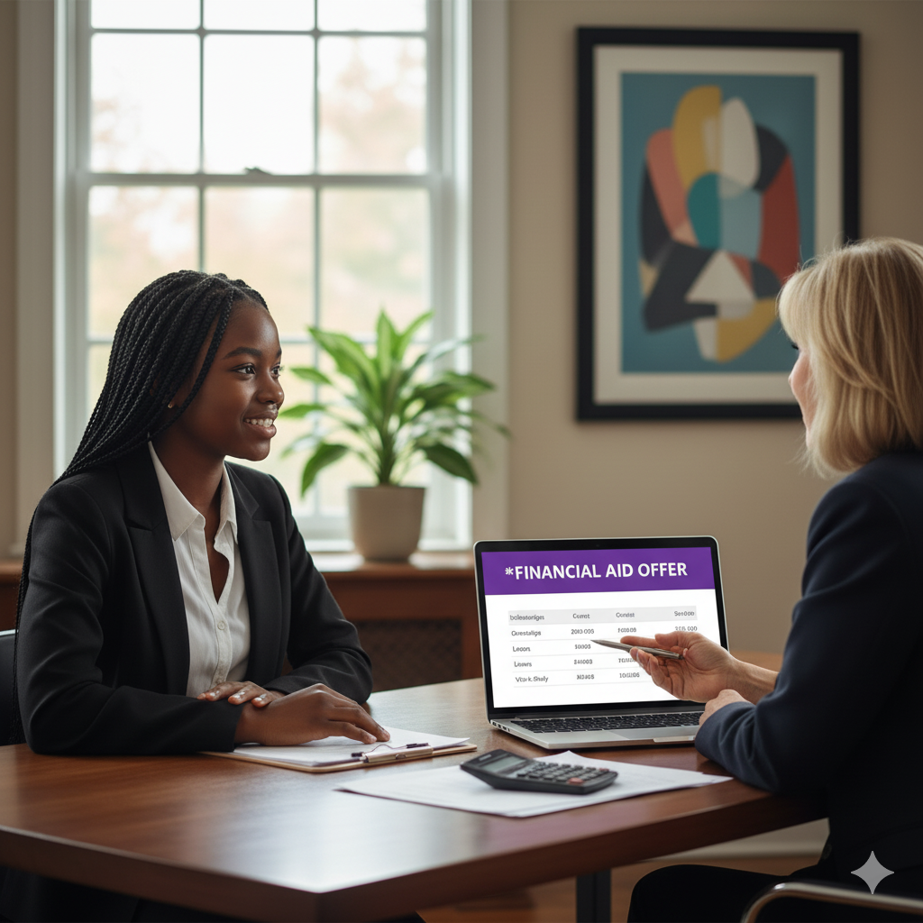 student meeting with financial aid advisor