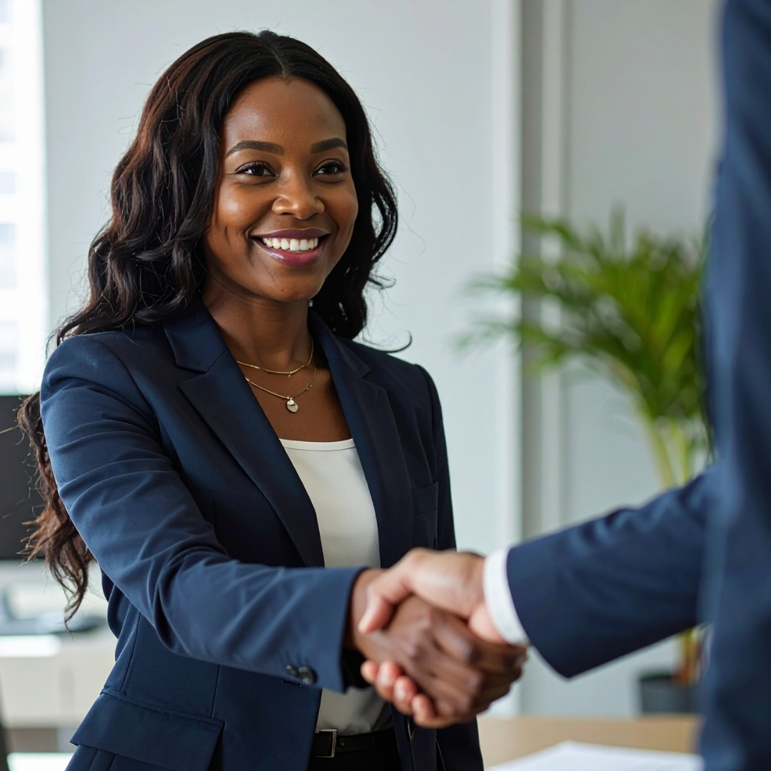 student shaking hands after winning a local scholarship