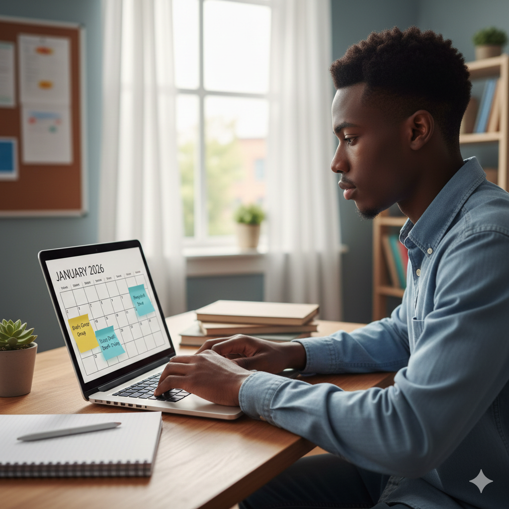 student using an online calendar - raising your gpa