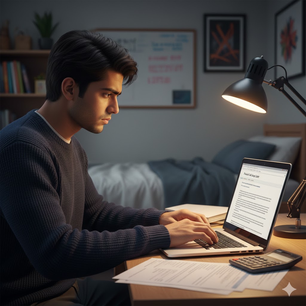 student typing a financial aid appeal letter