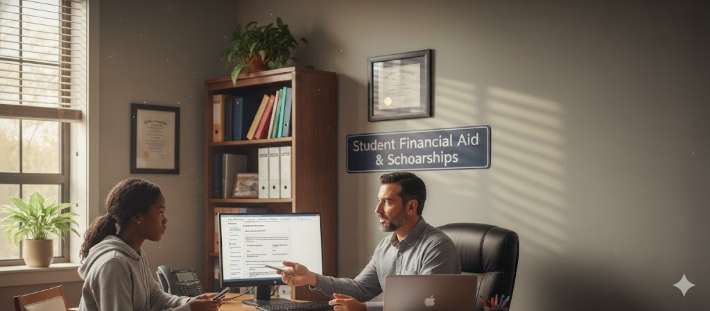 student meeting with financial aid advisor