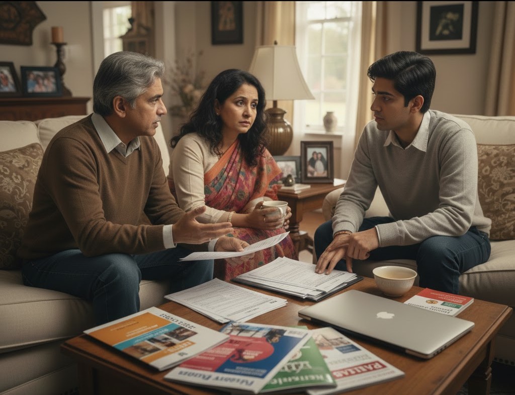 family discussing their finances