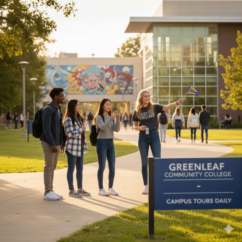 students touring community college campus - career in the trades
