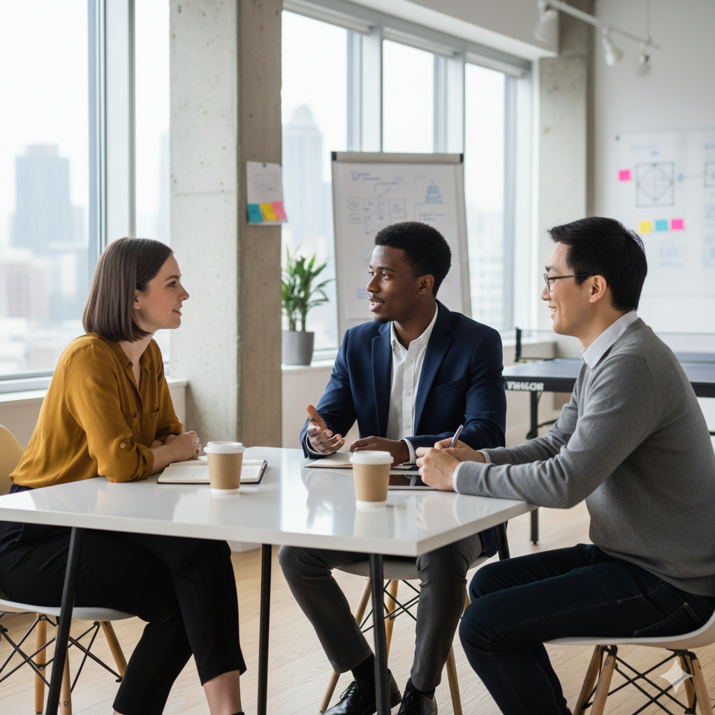 college student at a job interview
