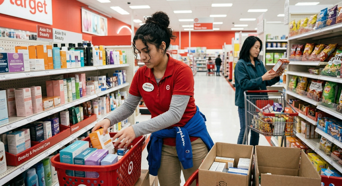 student working at a retail store
