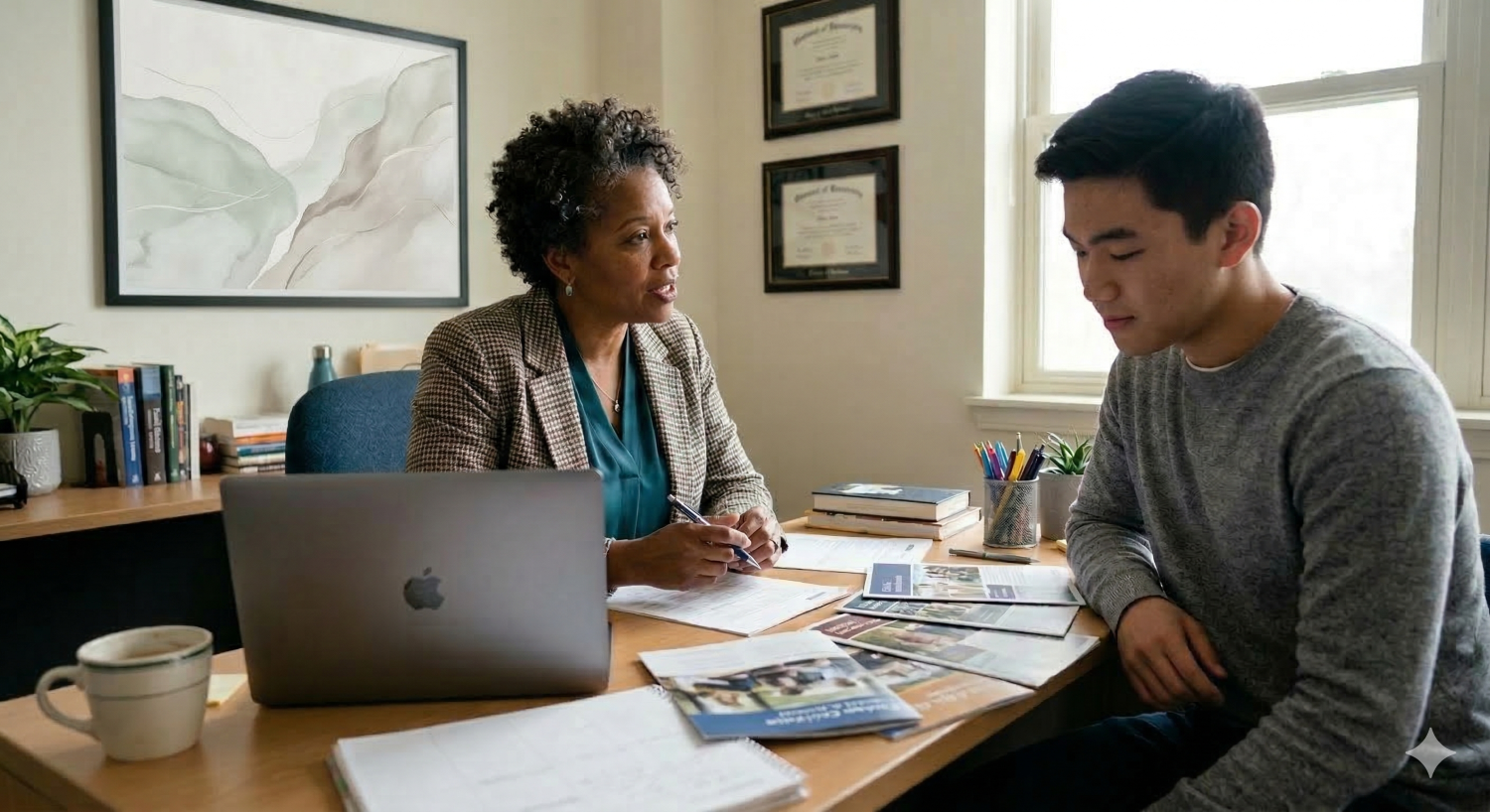 student meeting with school counselor