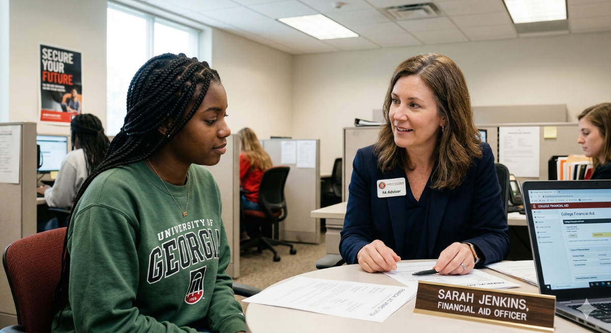 student meeting with financial aid advisor