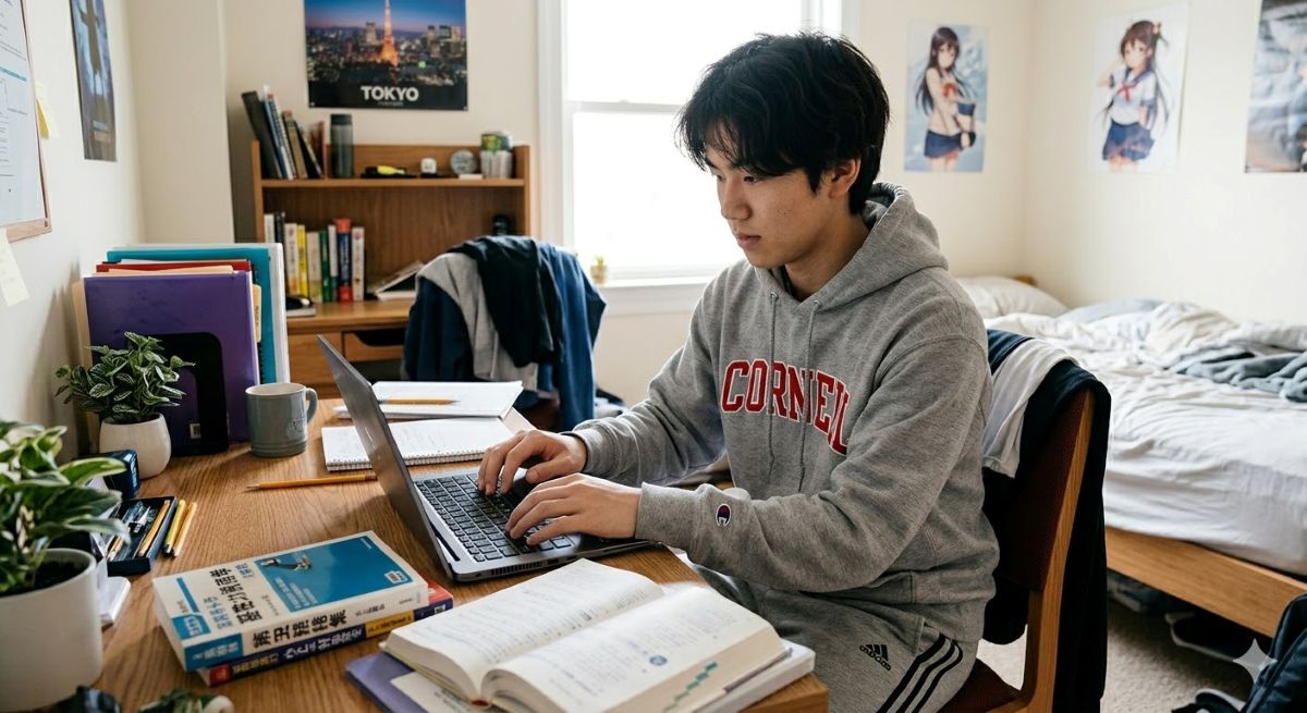 student using laptop