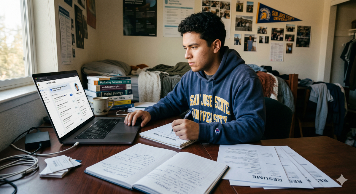 student using AI to job search