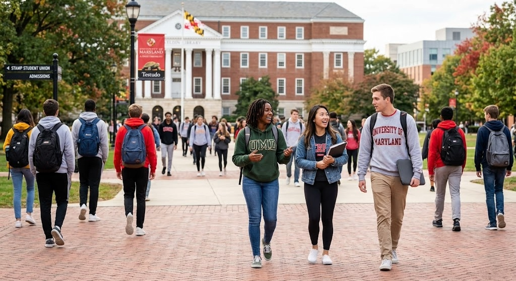 students walking on college campus