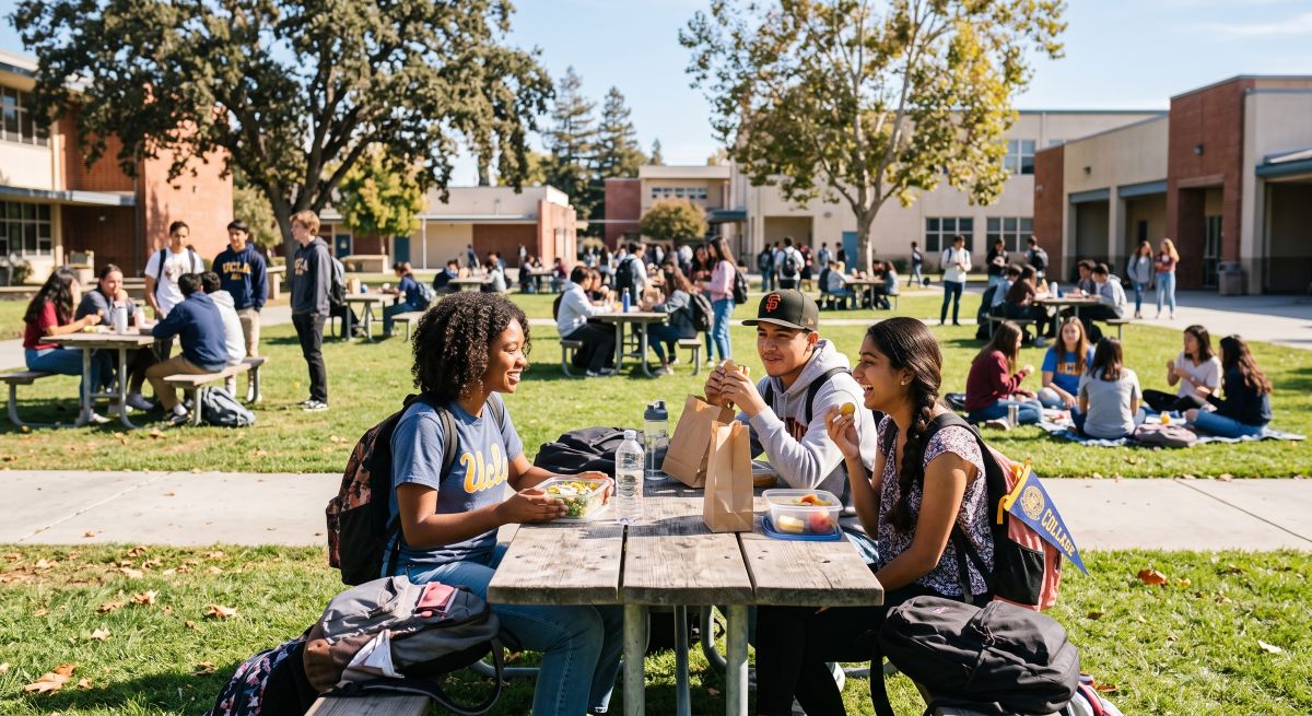 students eating lunch