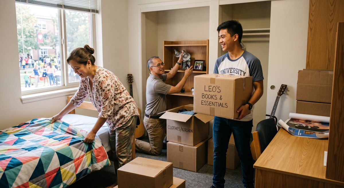 student moving into dorm