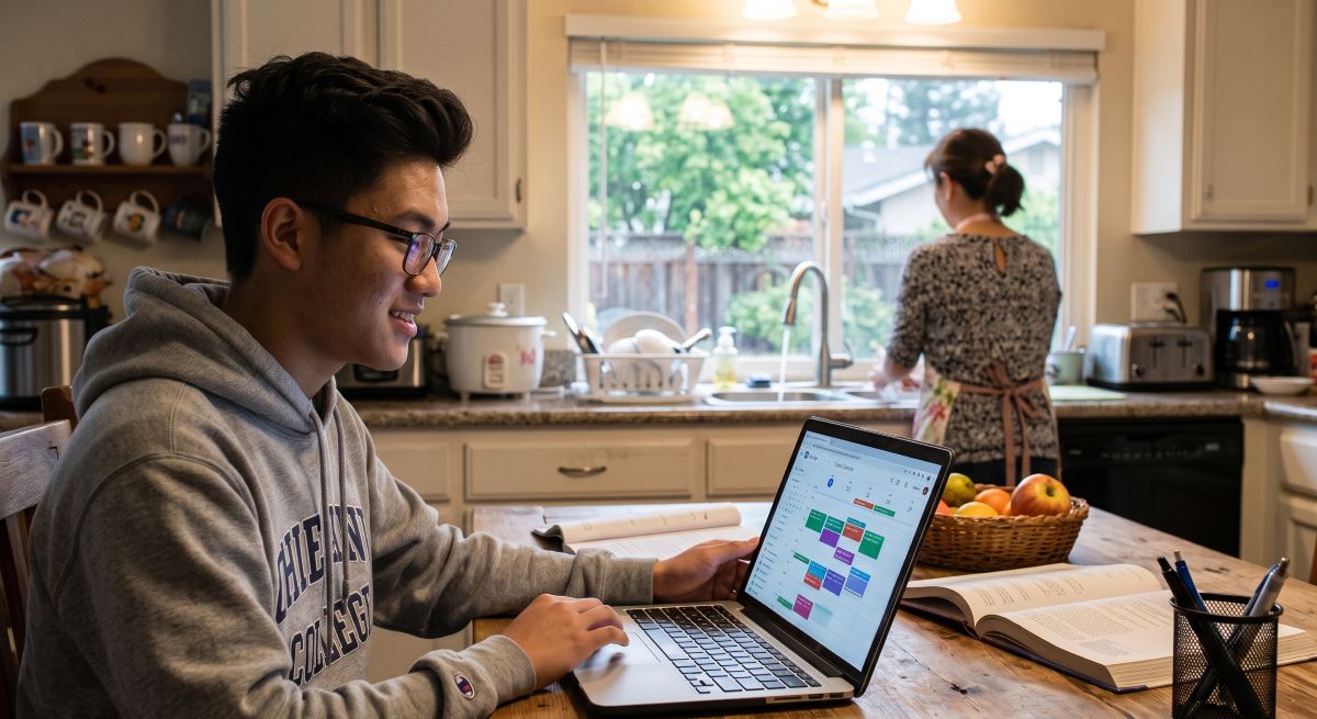 student using an online calendar