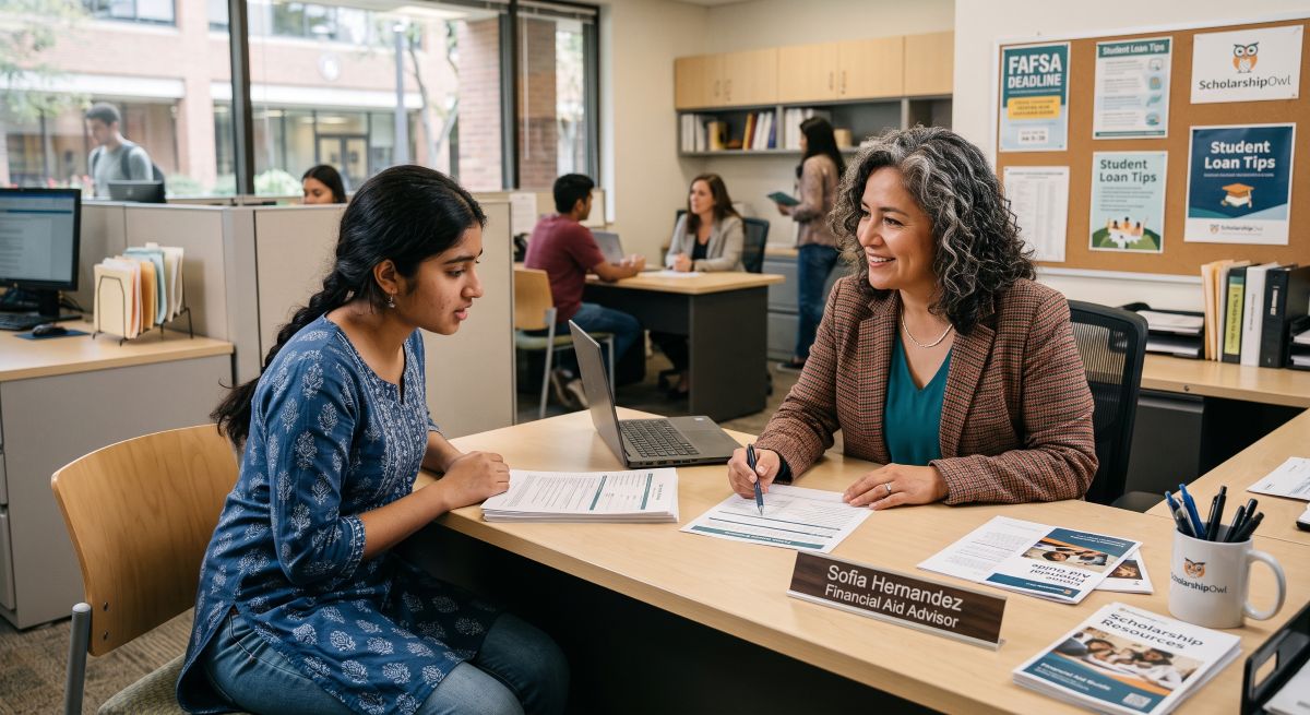 student meeting with financial aid advisor