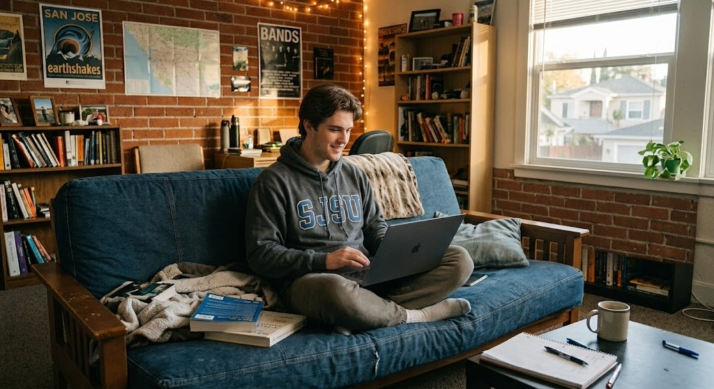 college student on laptop