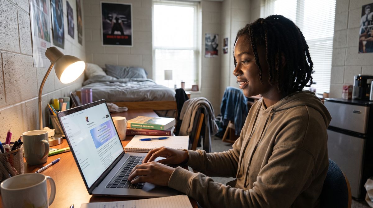 student using ScholarshipOwl ChatGPT App